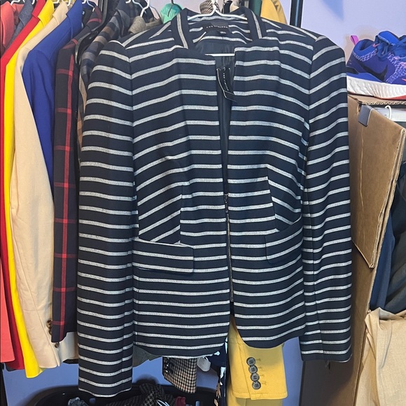 NWT The Limited Navy and Grey Striped Blazer - Picture 2 of 5